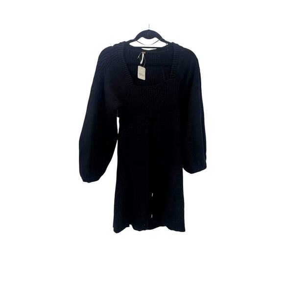 Free People OB1185399 Emmaline Mini Dress Balloon Sleeves Black Size Medium NWT - Picture 5 of 13